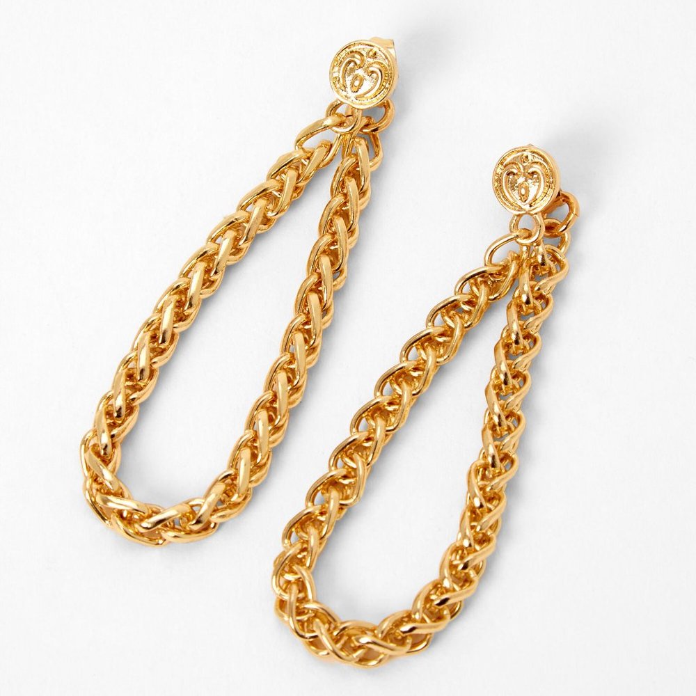 ✨💛 Claire's Gold 2" Double Chain Drop Earrings | Gold-Tone | NWT